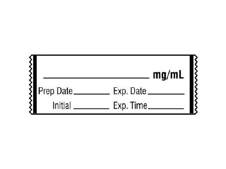 Shamrock Scientific Pre-Printed / Write On Label Communication Fill In _____ mg / mL / Prep Date _____ Exp. Date _____ / Initial _____ Exp. Time _____ White 1/2 X 500 Inch - SA-3219-EXP