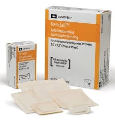 Kendall AMD - Antimicrobial Foam Dressing 3-1/2 X 3-1/2 Inch Square Adhesive with Border Sterile - 55544BAMD