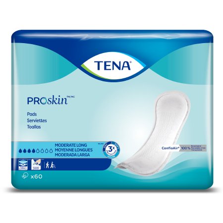 TENA ProSkin Moderate Long - Bladder Control Pad 12 Inch Length Moderate Absorbency Dry-Fast Core One Size Fits Most Adult Unisex Disposable - 41409