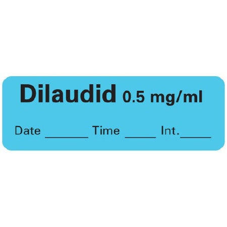 PDC - Drug Label Anesthesia Label Dilaudid 0.5 mg/mL Date_Time_Int Blue 1/2 X 1-1/2 Inch - LAN-200D05