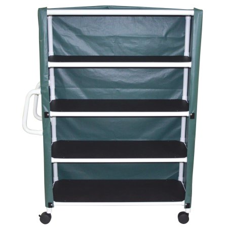 MJM International - Linen Cart with Cover 4 Shelves 175 lbs. per Shelf Weight Capacity PVC 4 Inch Twin Casters - 350-4C