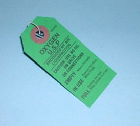 Mada Medical Products Warning Tag For Oxygen Tank Green - 900450