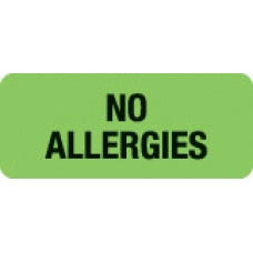 First Healthcare Products Pre-Printed Label Allergy Alert NO ALLERGIES Green 15/16 X 2-1/4 Inch - 50710