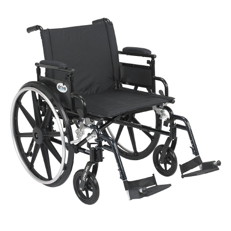 Drive Medical Viper Plus GT Lightweight Wheelchair Dual Axle Desk Length Arm Flip Back, Padded, Removable Arm Style Mag Wheel Black 22 Inch Seat Width 350 lbs. Weight Capacity - PLA422FBDAAR-SF