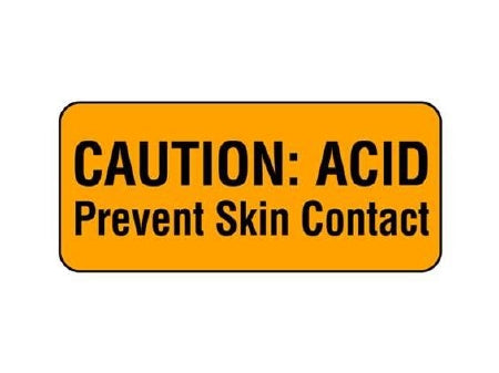 Shamrock Scientific Pre-Printed Label Warning Label CAUTION: ACID / Prevent Skin Contact Orange 1 X 2-1/4 Inch - UPCR-6029
