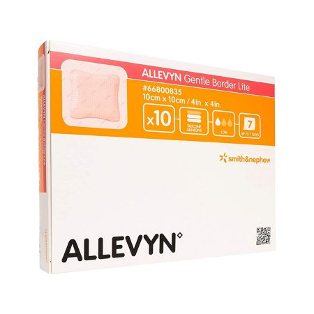 Allevyn Gentle Border Lite - Thin Silicone Foam Dressing 4 X 4 Inch Square Silicone Gel Adhesive with Border Sterile - 66800835