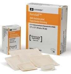 Cardinal Kendall AMD Antimicrobial Foam Dressing 5-1/2 X 5-1/2 Inch Square Adhesive with Border Sterile - 55566BAMD