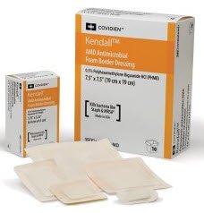 Kendall AMD - Antimicrobial Foam Dressing 5-1/2 X 5-1/2 Inch Square Adhesive with Border Sterile - 55566BAMD