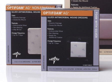 Optifoam Ag+ - Silver Foam Dressing 4 X 4 Inch Square Sterile - MSC9604EP