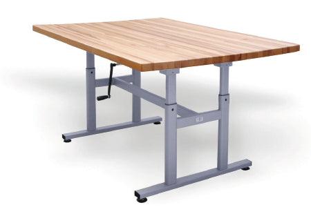Hausmann Industries Deluxe Crank Butcher Block Work Table 60 L X 28 W X 27 to 39 H Inch Steel Frame - 4325