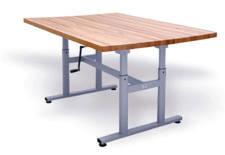 Hausmann Industries - Deluxe Crank Butcher Block Work Table 60 L X 28 W X 27 to 39 H Inch Steel Frame 1-3/4 Inch Top Dimensions Butcher Block Top - 4325