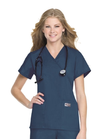 Landau Uniforms Scrub Shirt Large Caribbean Blue 2 Pockets Short Set-In Sleeves Female - 70224CARIBL