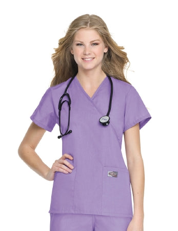 Landau Uniforms Scrub Shirt Small Orchid 2 Pockets Short Set-In Sleeves Female - 70224ORCHIDS