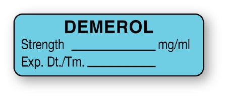 UAL - Drug Label Anesthesia Label Demerol Strength_% Exp Dt Tm_ Blue 1/2 X 1-1/2 Inch - ULAL759