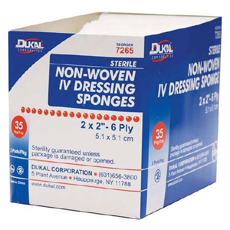 Dukal Dukal I.V. / Drain Split Dressing Rayon / Polyester 2 X 2 Inch Sterile Sterile - 7265