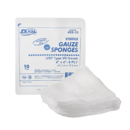 Dukal Dukal USP Type VII Gauze Sponge Cotton 8-Ply 4 X 4 Inch Square Sterile - 408-10