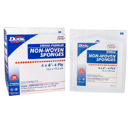 Dukal - Nonwoven Sponge Polyester / Rayon 4-Ply 4 X 4 Inch Square Sterile - 7444P