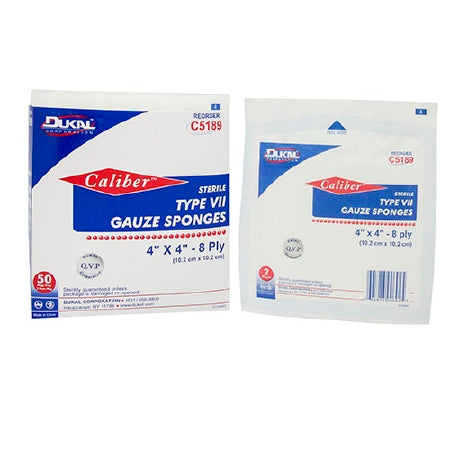 Dukal Caliber USP Type VII Gauze Sponge Cotton 8-Ply 4 X 4 Inch Square Sterile - C5189