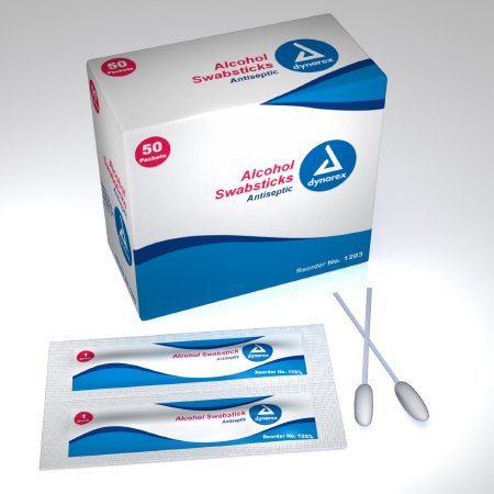 Dynarex - Impregnated Swabstick 70% Strength Isopropyl Alcohol Individual Packet NonSterile - 1203