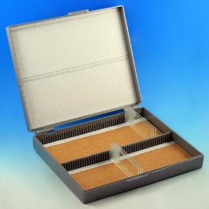 Globe Scientific Slide Box 100 Slides, Gray, With Cork Lined - 513079A