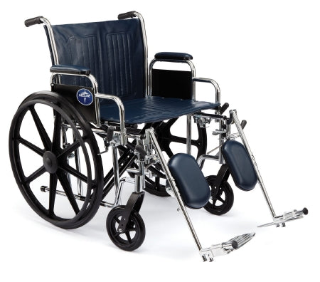 Excel Extra Wide - Bariatric Wheelchair Desk Length Arm Elevating Legrest Navy Upholstery 22 Inch Seat Width Adult 500 lbs. Weight Capacity - Medline - MDS806850