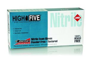 Progressive Medical High Five Exam Glove Medium NonSterile Nitrile Extended Cuff Length Fully Textured Teal Chemo Tested - N892