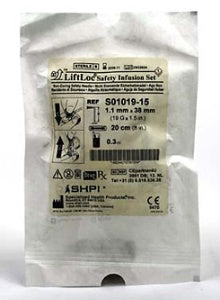 Bard LiftLoc Huber Infusion Set 19 Gauge 1-1/2 Inch 8 Inch Tubing Without Port - S01019-15