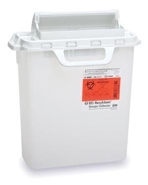Becton Dickinson Recykleen Sharps Container 15-3/4 H X 13-1/2 W X 6 D Inch 3 Gallon Horizontal Counterbalanced Door - 305054