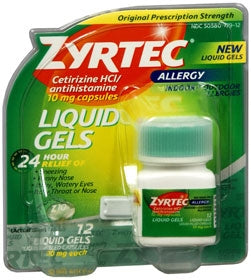 J & J Sales Zyrtec Allergy Relief 10 mg Strength Liqui-Gel 12 per Bottle - 50580077912