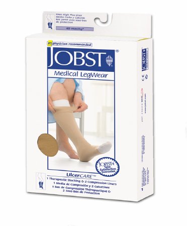 JOBST UlcerCARE - Compression Stocking with Liner Knee High Large Beige Closed Toe - 114481
