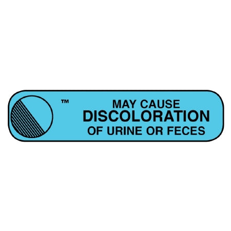 Apothecary Products Apothecary Products Pre-Printed Label Advisory Label May Cause Discoloration of Urine and Feces Blue 3/8 X 1-9/16 Inch - 40006