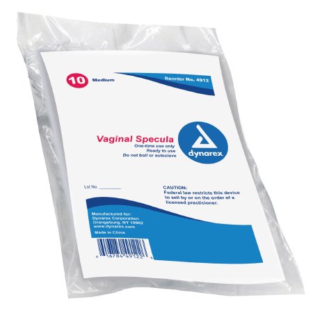 Dynarex Dynarex Vaginal Speculum dynarex NonSterile Polystyrene Medium Double Blade Duckbill Disposable Without Light Source Capability - 4912