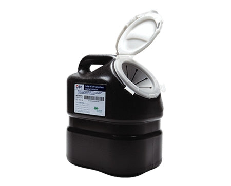 Recykleen - RCRA Waste Container 12 H X 10-1/2 W X 7-1/2 D Inch 3 Gallon Black Base / White Lid Vertical Entry Hinged Snap On Lid - Bd - 305075