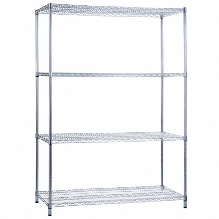 R & B Wire Products Wire Shelving Unit 4 Shelves Adjustable Chrome-Plated - SU244872