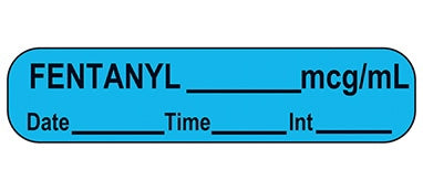 Health Care Logistics Indeed Pre-Printed Label Anesthesia Label Fentanyl ___ mcg/mL Sky Blue 3/8 X 1-5/8 Inch - 17790