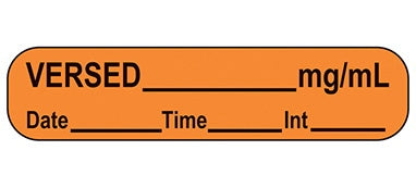 Health Care Logistics Indeed Pre-Printed Label Anesthesia Label Versed ___ mg/mL Orange 3/8 X 1-5/8 Inch - 17792
