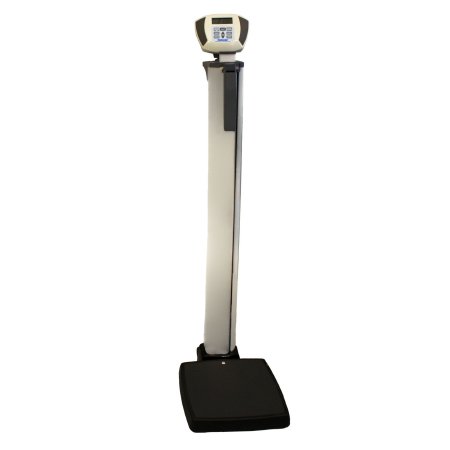 Health O Meter - Column Scale with Height Rod Digital Display 600 lbs. / 272 kg Capacity Gray AC Adapter / Battery Operated - ELEVATE-C