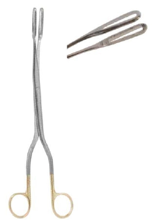 MedGyn - Obstetrical Forceps Sopher 11 Inch Length Surgical Grade Stainless Steel NonSterile NonLocking Finger Ring Handle Slightly Curved Serrated Fenestrated Oval Jaws - 031123