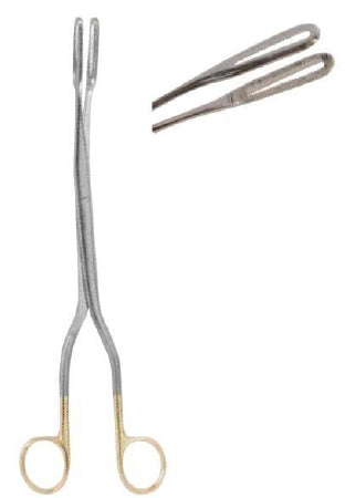 MedGyn - Obstetrical Forceps Sopher 11 Inch Length Surgical Grade Stainless Steel NonSterile NonLocking Finger Ring Handle Slightly Curved Serrated Fenestrated Oval Jaws - 031126