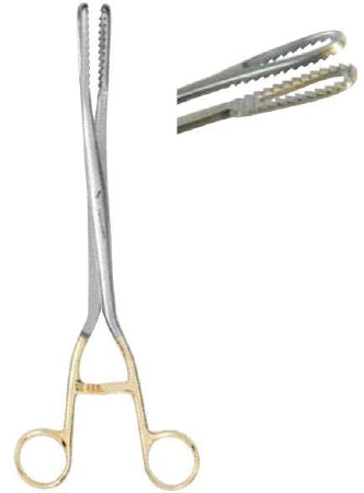 Medgyn Products MedGyn Obstetrical Forceps Bierer 11 Inch Surgical Grade Stainless Steel NonSterile NonLocking Finger Ring Handle Slightly Curved 19 mm Coarse Serrated Fenestrated Oval Jaws - 31135