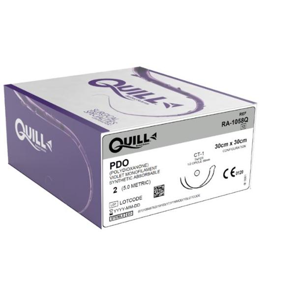 Look/Div Surgical Specialties Suture 2 Pdo Quill Violet 30X30Cm Double Arm Monofilament Absorbable 12/Bx - RA-1058Q