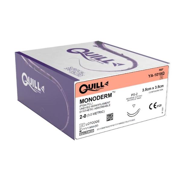Look/Div Surgical Specialties Suture 3-0 Pcl De-12/De-12 Quill Monoderm Clear 14X14Cm 2Arm Mnflmnt Abs 12/Bx - YA-1018Q