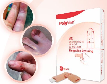 PolyMem - Foam Dressing 2.2 to 2.6 Inch Circumference Finger / Toe Non-Adhesive without Border NonSterile - 4402