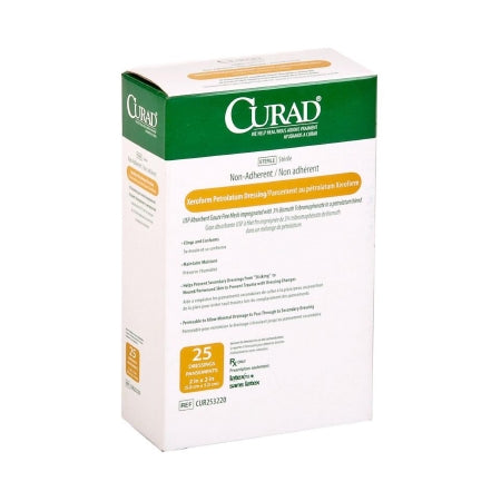 Curad - Xeroform Petrolatum Impregnated Dressing 2 X 2 Inch USP Mesh Petrolatum Gauze Bismuth Tribromophenate (Xeroform) Sterile - CUR253220