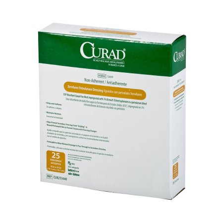 Curad - Xeroform Petrolatum Impregnated Dressing 4 X 4 Inch USP Mesh Petrolatum Gauze Bismuth Tribromophenate (Xeroform) Sterile - CUR253440