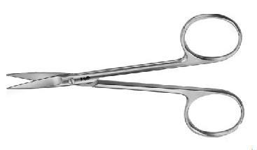 Aesculap - Iris Scissors 4-3/8 Inch Length Surgical Grade Stainless Steel NonSterile Finger Ring Handle Straight Sharp Tip / Blunt Tip - BC112R