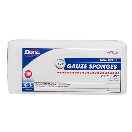 Dukal Dukal Gauze Sponge Cotton 12-Ply 2 X 2 Inch Square NonSterile - 2128