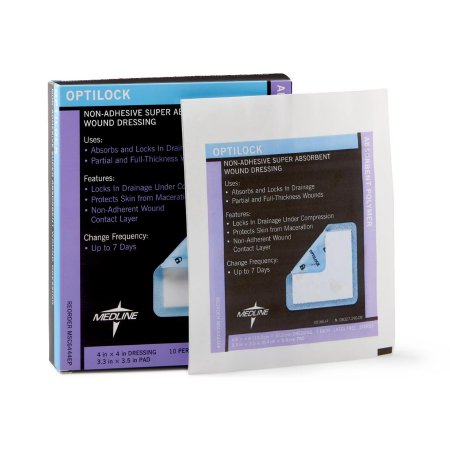 OptiLock - Super Absorbent Dressing 4 X 4 Inch Polymer Square Sterile - Medline - MSC6444EP