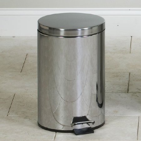 Clinton Industries - Trash Can 13 Quart Round Silver Stainless Steel Step On - TR-13S
