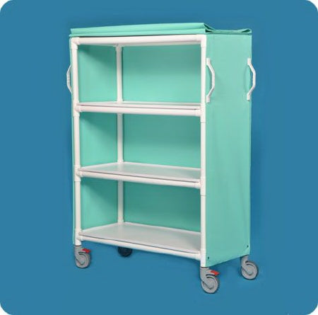 IPU - Linen Cart with Cover 3 Shelves PVC 5 Inch Heavy Duty Casters, 2 Locking - KD LC46-3